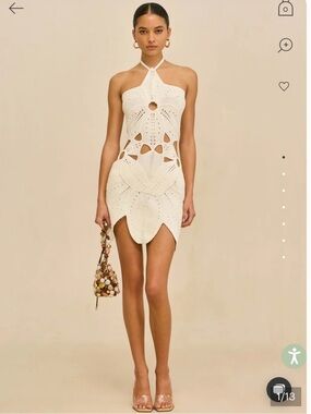 cult gaia | Dresses | New Cult Gaia Alonza Knit Mini Dress In Gold Sheer Nude Cream Xxs